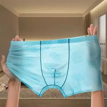 Мужское нижнее белье боксеры с низкой посадкой, прозрачные тонкие шорты, трусы с прозрачной вышивкой, кружевом, узором совы, U-выпуклое нижнее белье XL