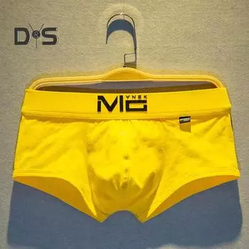 Мужское нижнее белье-боксеры с низкой посадкой, эластичный пояс, шорты с буквенным принтом, U-выпуклые дышащие, не душные, непроницаемые для пота тканевые трусы M жёлтый