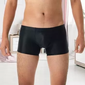 Мужское нижнее белье-боксеры с низкой посадкой U-образные выпуклые трусы Глянцевая однотонная шелковистая прозрачная сумка Цветные трусы-боксеры Гладкие тонкие спортивные трусы L