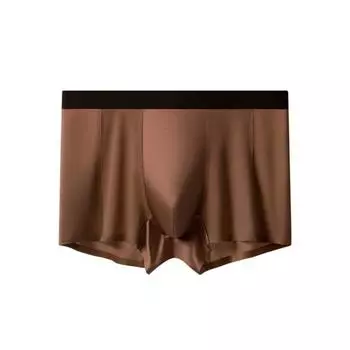Мужское нижнее белье боксеры со средней посадкой, облегающего кроя, высокая эластичность, шорты-брифы, дышащий дизайн с отверстиями, гладкие трусы с U-образной выпуклостью L коричневый