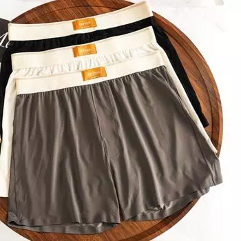 Мужское нижнее белье-боксеры со средней посадкой, широкие эластичные свободные шорты в стиле пэчворк, трусы с поясом, цветные U-выпуклые трусики из ледяного шелка 2XL темно-серого