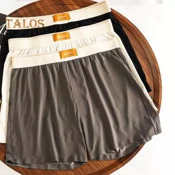 Мужское нижнее белье-боксеры со средней посадкой, широкий эластичный пояс, свободные шорты, трусы, лоскутные цветные U-выпуклые трусики из ледяного шелка 2XL чёрный