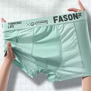 Мужское нижнее белье-боксеры со средней посадкой и широким эластичным поясом, трусы-боксеры с 3D-сеткой и буквенным принтом, U-выпуклые тонкие трусики из ледяного шелка XL