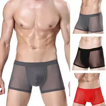 Мужское нижнее белье боксеры средней посадки, перспективные сетчатые трусы-шорты, сексуальные трусы, однотонные полые трусы, для повседневной носки L