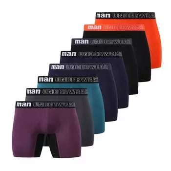 Мужское нижнее белье, боксеры, трусы, трусы для мальчиков, цветные длинные трусы с вышивкой M черный серый