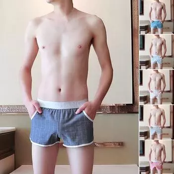 Мужское нижнее белье, хлопковые трусы-боксеры с эластичным поясом и карманами, мягкие дышащие трусы, повседневные боксеры для сна, домашняя одежда для дома, работы, путешествий M