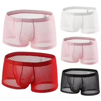 Мужское нижнее белье из дышащей сетки, сексуальное летнее молодежное мужское нижнее белье L