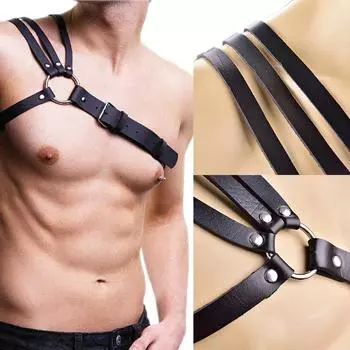 Мужское нижнее белье из искусственной кожи, регулируемый ремень для бондажа, эротические заклепки, нагрудные ремни