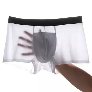 Мужское нижнее белье из ледяного шелка, однотонные боксеры со средней талией M