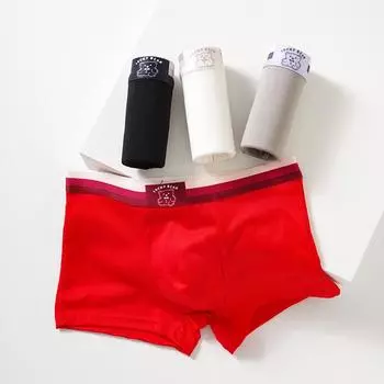 Мужское нижнее белье Красный знак зодиака Год Четырехугольное нижнее белье Спортивное молодежное трендовое нижнее белье Плоские угловые трусы мужские M