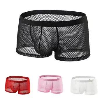 Мужское нижнее белье Мужские трусы-бикини с принтом и низкой талией Сексуальные мужские трусы L