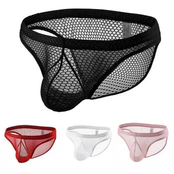 Мужское нижнее белье Мужские трусы-бикини с принтом и низкой талией Сексуальные мужские трусы XXL