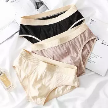 Мужское нижнее белье, однотонные хлопковые трусы, трусы средней талии, мужские трусы больших размеров, дышащие мужские трусы M светло-желтого