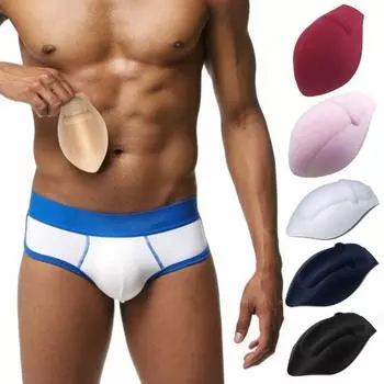 Мужское нижнее белье Push Up Cup Pad Fuller Look Нижнее белье Pouch Bulge Enlargement Sponge Pad для плавок Спортивные мужские боксеры Bulge Enhancement Sponge
