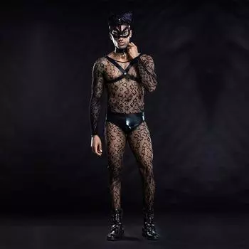 Мужское нижнее белье Pussy Pussy Uniform Sexy Cute SM Perspective Cat Slave Passion Suit one size fits all