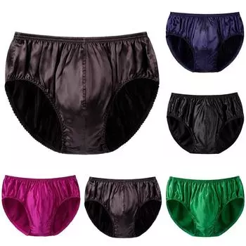 Мужское нижнее белье с эластичной талией, глянцевое шелковое белье M