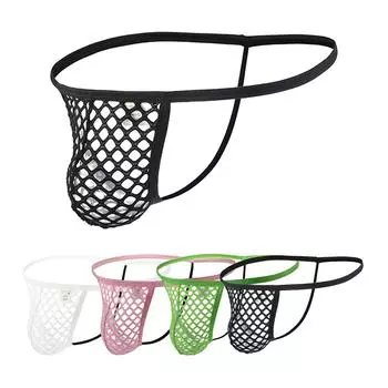 Мужское нижнее белье с большой сеткой, сексуальные тонкие ремешки, рыболовная сеть с низкой талией, брюки с одним дин M