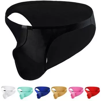 Мужское нижнее белье с открытой промежностью, молодежные тонкие стильные трусы из ледяного шелка, сексуальные прозрачные мужские трусы с низкой талией L