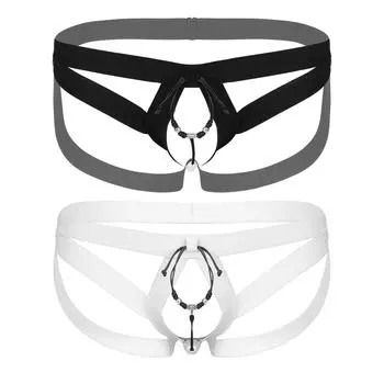 Мужское нижнее белье с ремешками и бисером, стринги с низкой талией, ажурные стринги, нижнее белье с вырезами, смелый дизайн, чувственная клубная одежда One Size