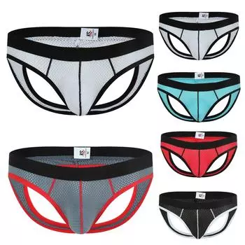 Мужское нижнее белье, сетчатые сексуальные полые трусы с пустыми ягодицами L