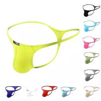 Мужское нижнее белье, сексуальные стринги, однотонные трусики с низкой талией, эротическое белье L