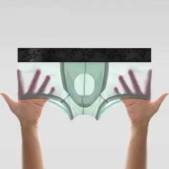 Мужское нижнее белье, шорты со средней посадкой и широким поясом, трусы U-выпуклого дизайна, подходящие по цвету, бесшовные трусики из ледяного шелка, нижнее белье с 3D вырезом XL чёрный