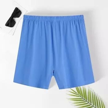 Мужское нижнее белье средней посадки с эластичным поясом, свободные шорты-трусы, однотонные, дышащие, для среднего возраста L синий