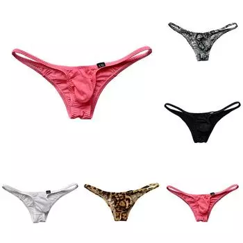 Мужское нижнее белье-стринги, дышащее модное ледяное шелковое нижнее белье с низкой талией L