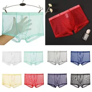 Мужское нижнее белье, трусики со средней талией, нижнее белье-боксеры, выпуклое прозрачное сексуальное нижнее белье M