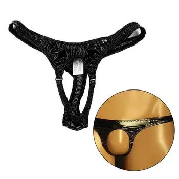 Мужское нижнее белье Трусы из искусственной кожи с открытой сумкой XL