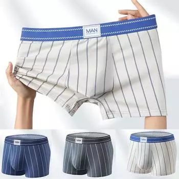 Мужское нижнее белье в полоску большого размера, трусы для мальчиков, трусы, большие боксеры, шорты большого размера, трусики Xl-4xl 4XL синий