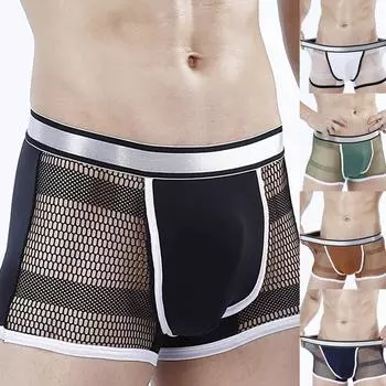 Мужское нижнее белье в стиле пэчворк цвета ледяного шелка, сексуальное, дышащее L чёрный