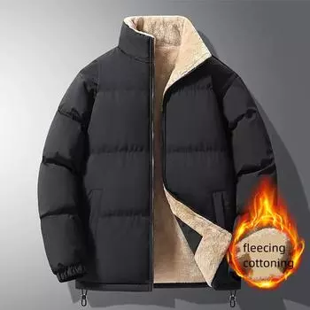Мужское новое зимнее кашемировое толстое теплое пальто с капюшоном для людей среднего возраста, свободная удобная ветрозащитная куртка с хлопковой подкладкой S чёрный
