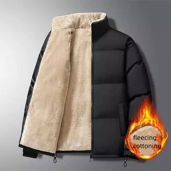 Мужское новое зимнее кашемировое толстое теплое пальто с капюшоном для людей среднего возраста, свободная удобная ветрозащитная куртка с хлопковой подкладкой S чёрный
