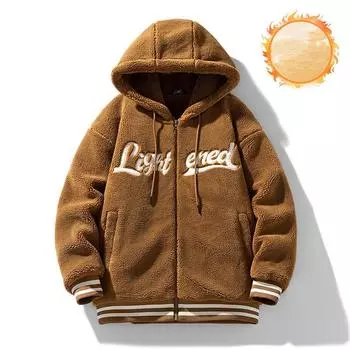 Мужское новое зимнее пальто из овечьей шерсти с капюшоном и флисовое пальто, Гонконгский ветровой тренд, одежда для пар, вся хлопковая одежда S белый