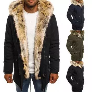 Мужское новое зимнее стильное модное ветрозащитное пуховое хлопковое пальто, теплая куртка L чёрный