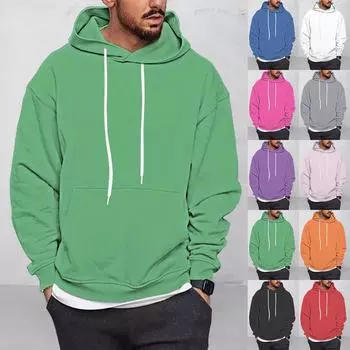 Мужское однотонное плюшевое теплое пальто, флисовый свитер, повседневное пальто, свитер с карманами, осенне-зимнее пальто L чёрный