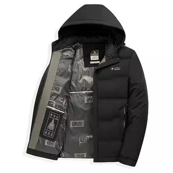 Мужское однотонное стеганое пальто с карманами, повседневная теплая верхняя одежда с капюшоном и длинным рукавом на молнии для зимнего активного отдыха L темно-синий