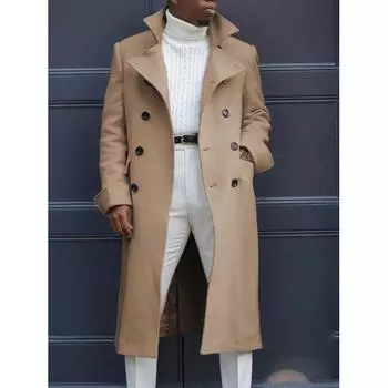 Мужское однотонное твидовое пальто джентльмена на весну и осень, молодежный двубортный пиджак с прямым подолом и лацканами 3XL белый