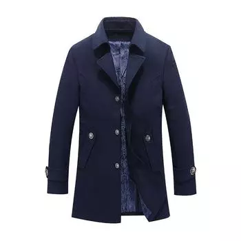 Мужское осенне-зимнее длинное пальто свободного покроя большого размера, мужская деловая куртка, мужская одежда M чёрный