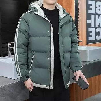 Мужское осенне-зимнее хлопковое пальто, повседневная пуховая куртка с хлопковой подкладкой, утолщенная стеганая куртка с капюшоном для мужчин S чёрный