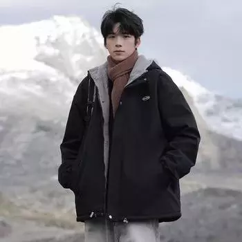 Мужское осенне-зимнее новое кашемировое утолщенное хлопковое пальто M чёрный