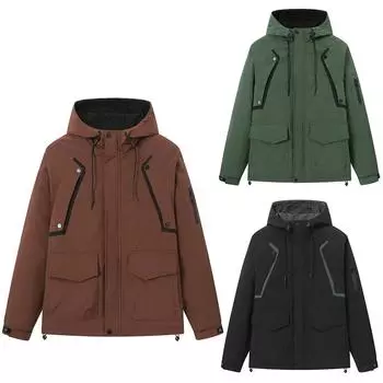 Мужское осенне-зимнее пальто из набивного хлопка с утолщенным капюшоном, куртка для активного отдыха для мужчин L