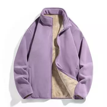 Мужское осенне-зимнее пальто из овчины и бархата с толстым бархатом, тренд для любителей воротника-стойки с длинным рукавом, теплое пальто M темно-синий