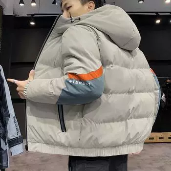 Мужское осенне-зимнее пальто, новая одежда с хлопковой подкладкой, корейская версия, модный бренд, утолщенная повседневная одежда с хлопковой подкладкой, короткие куртки с хлопковой подкладкой M серый