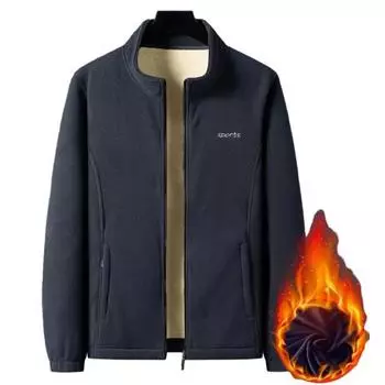 Мужское осенне-зимнее пальто с цветными блоками, толстые плюшевые внутренние карманы на молнии, длинный рукав, воротник-стойка, защита шеи, теплые толстые карманы на молнии, кардиган M серый