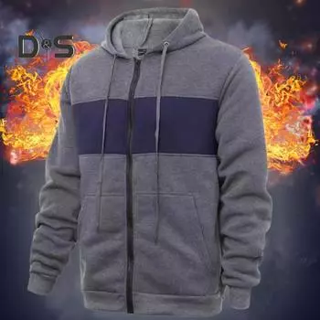 Мужское осенне-зимнее пальто с капюшоном и большими карманами, застежка-молния, цветная спортивная куртка с эластичными манжетами и подолом, облегающая спортивная куртка M темно-серого