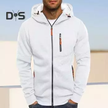 Мужское осенне-зимнее пальто с карманами на молнии с капюшоном и шнурком кардиган толстый теплый сплошной цвет с длинным рукавом мягкие эластичные манжеты мужская зимняя куртка XL чёрный