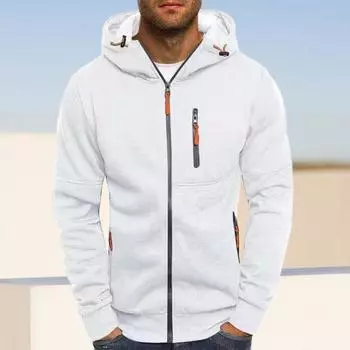 Мужское осенне-зимнее пальто с карманами на молнии с капюшоном и шнурком кардиган толстый теплый сплошной цвет с длинным рукавом мягкие эластичные манжеты мужская зимняя куртка XL чёрный