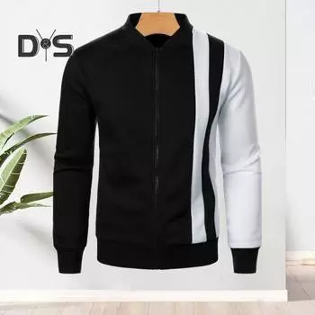 Мужское осенне-зимнее пальто с воротником-стойкой, застежкой-молнией, цветной спортивной курткой с эластичными манжетами и подолом, облегающая верхняя одежда для фитнеса M вино красного